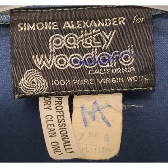Vtg Simone Alexander for Patty Woodard Open Front Cardigan 100% Wool Blue Sz 7/8 - Picture 5 of 8